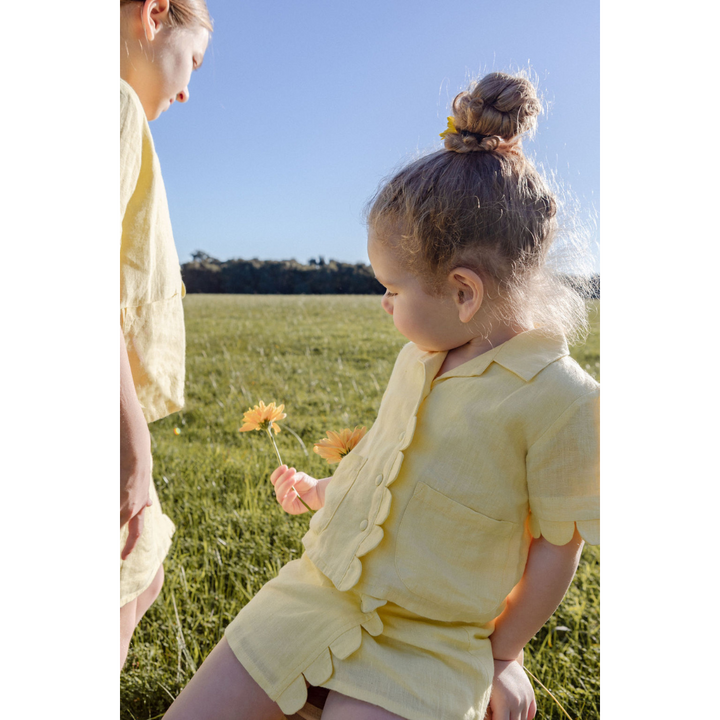 Kids Luna Yellow Linen Skirt