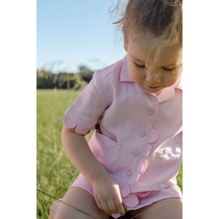 Kids Luna Pink Linen Skirt