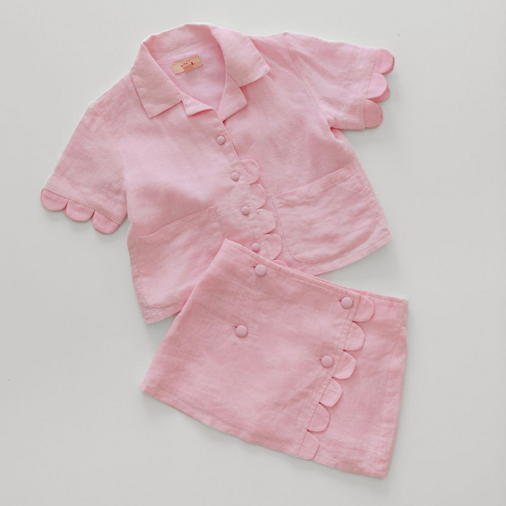 Kids Luna Pink Linen Skirt