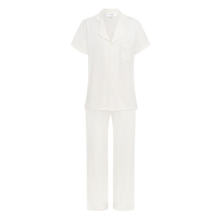 Modal Pyjamas Short Sleeve & Long Pants - White