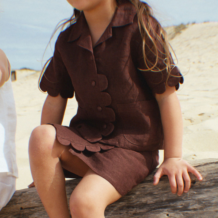 Kids Luna Brown Linen Skirt