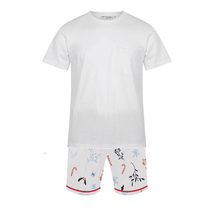 Men's Satin Personalised Pyjama Set - Cotton Shirt with Traditional Print Shorts