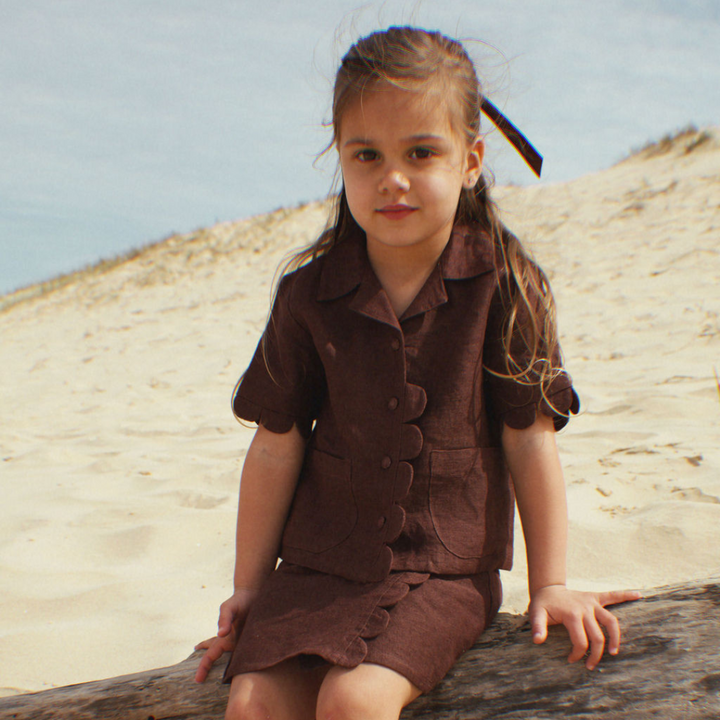 Kids Luna Brown Linen Skirt