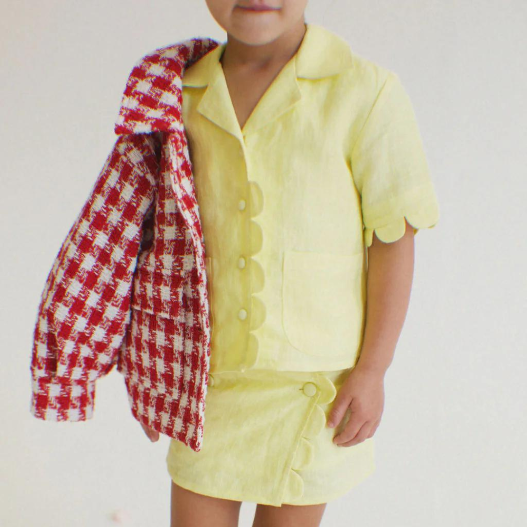 Kids Luna Yellow Linen Skirt