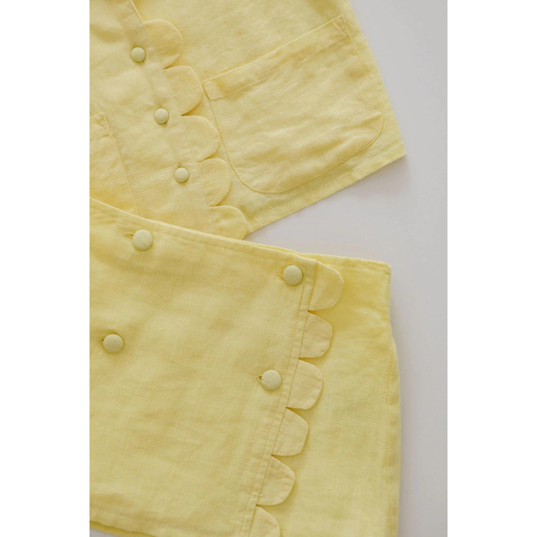 Kids Luna Yellow Linen Skirt