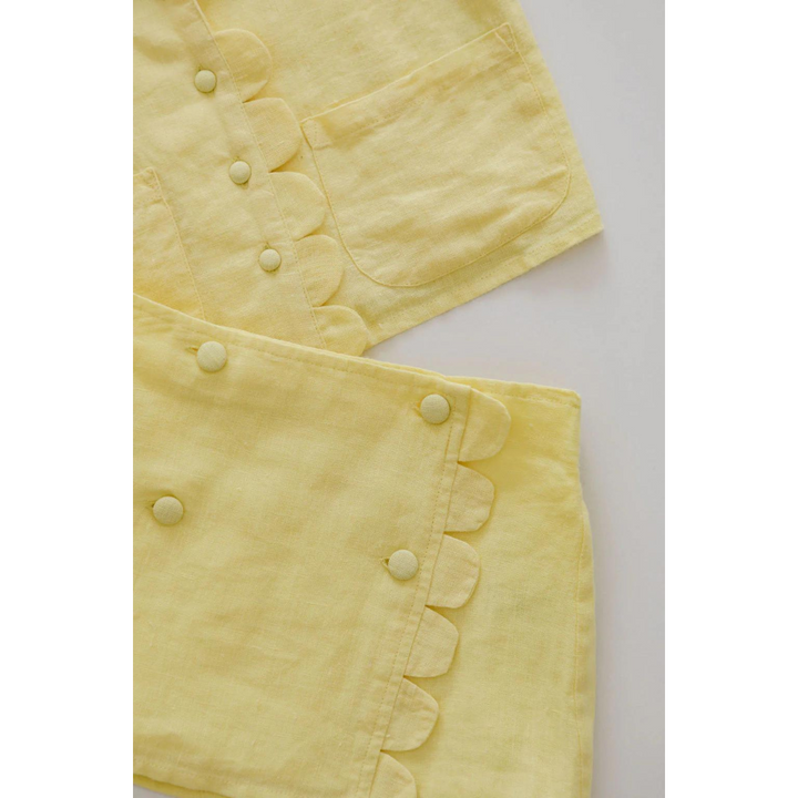 Kids Luna Yellow Linen Skirt