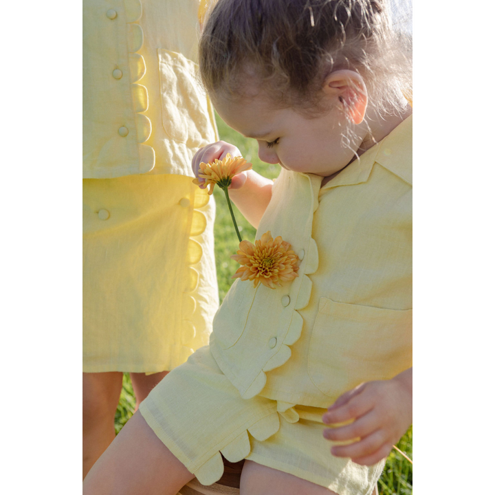 Kids Luna Yellow Linen Skirt