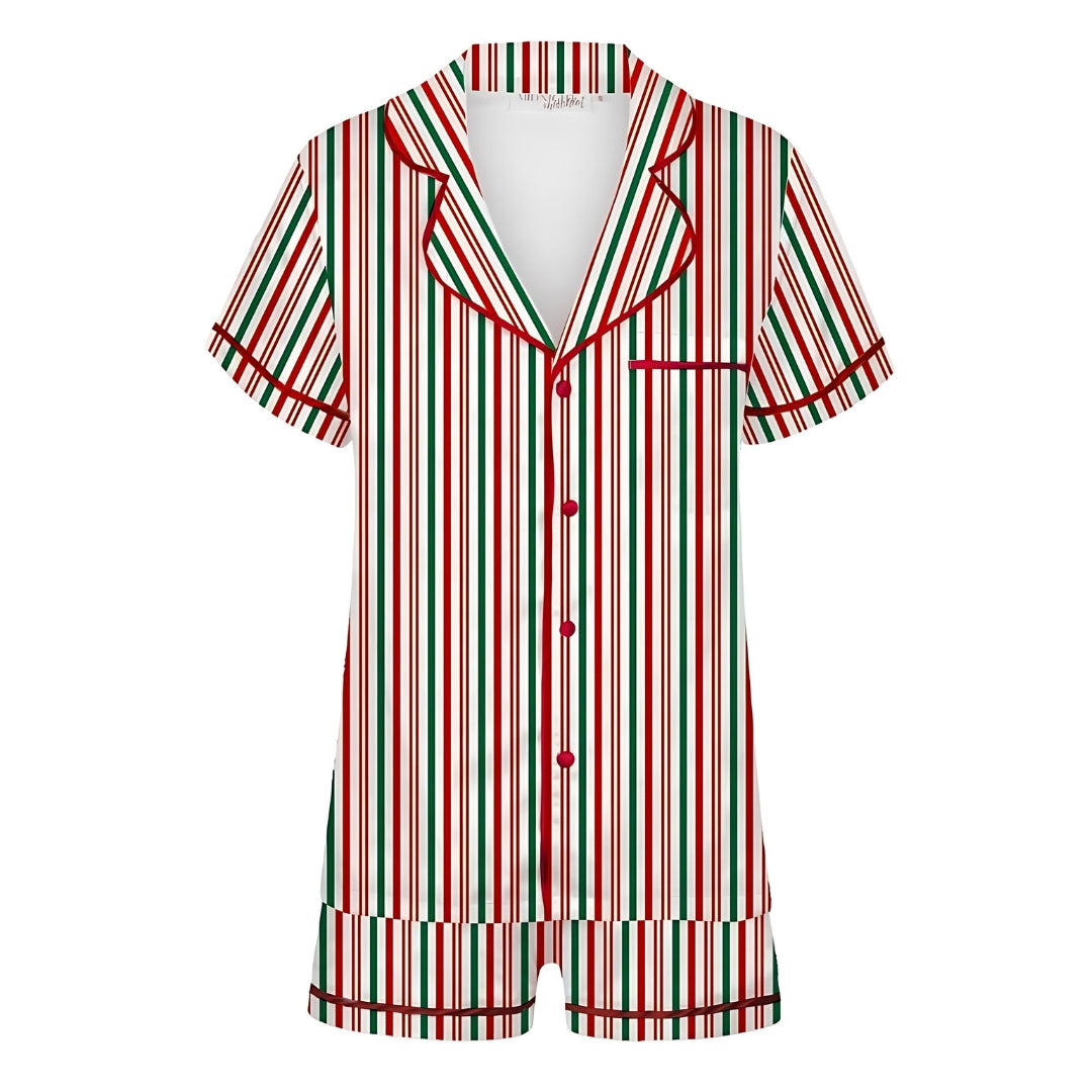 Men's Satin Personalised Pyjama Set - Candy Cane