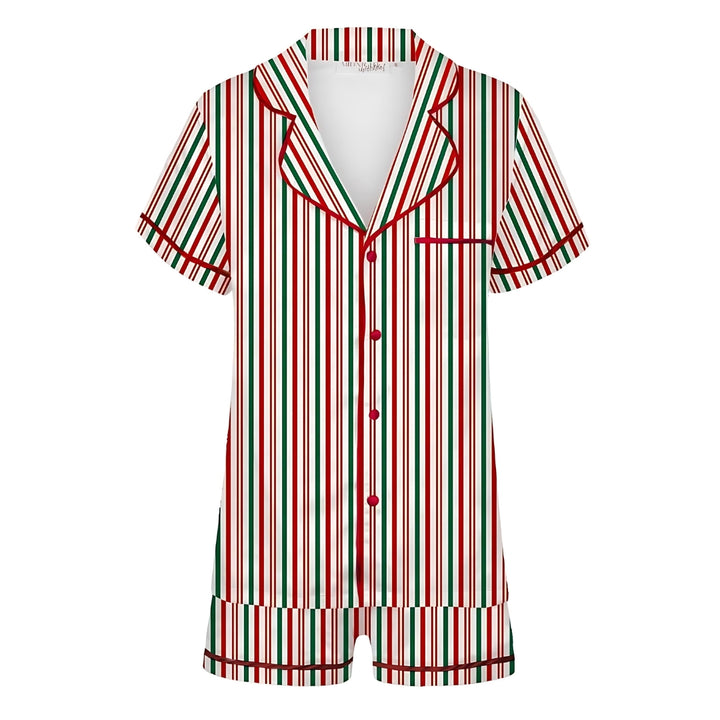 Kids Christmas Satin Personalised Pyjama Set - Candy Cane Print