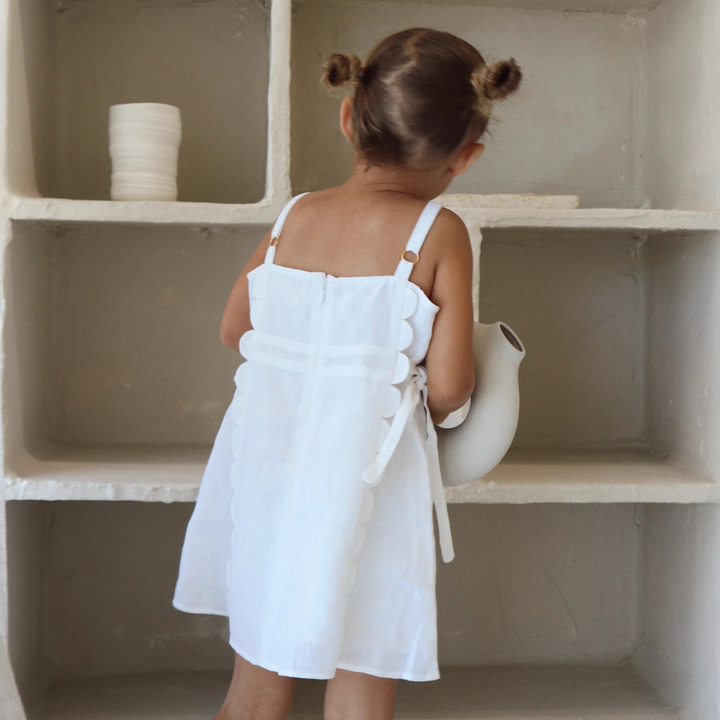 Kids Freya Linen Dress White