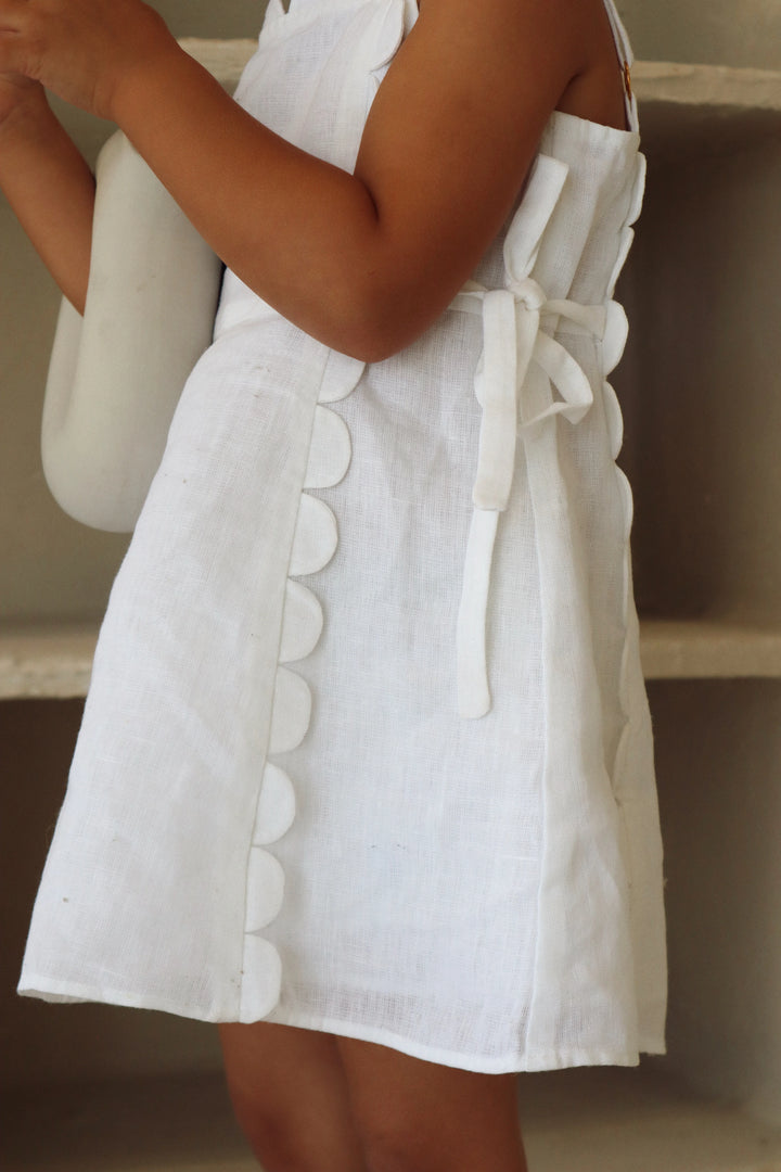 Kids Freya Linen Dress White