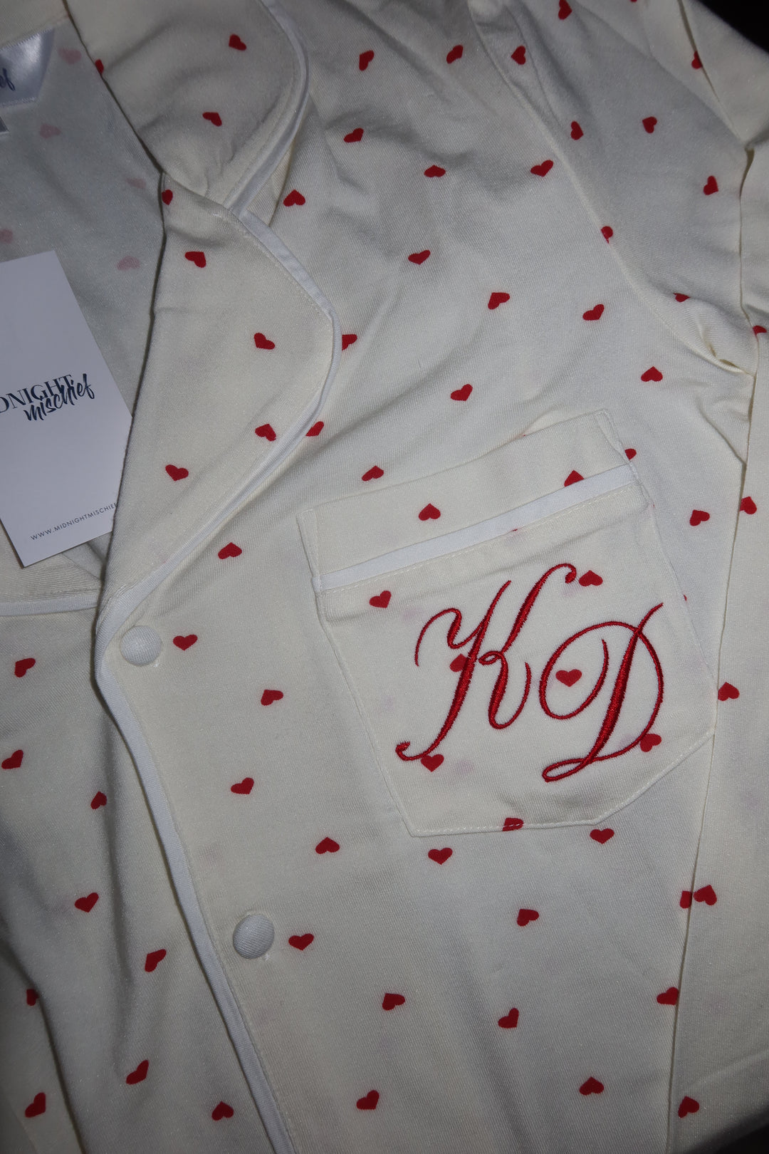 Limited Edition Love Heart Modal Winter Pyjamas - Cream