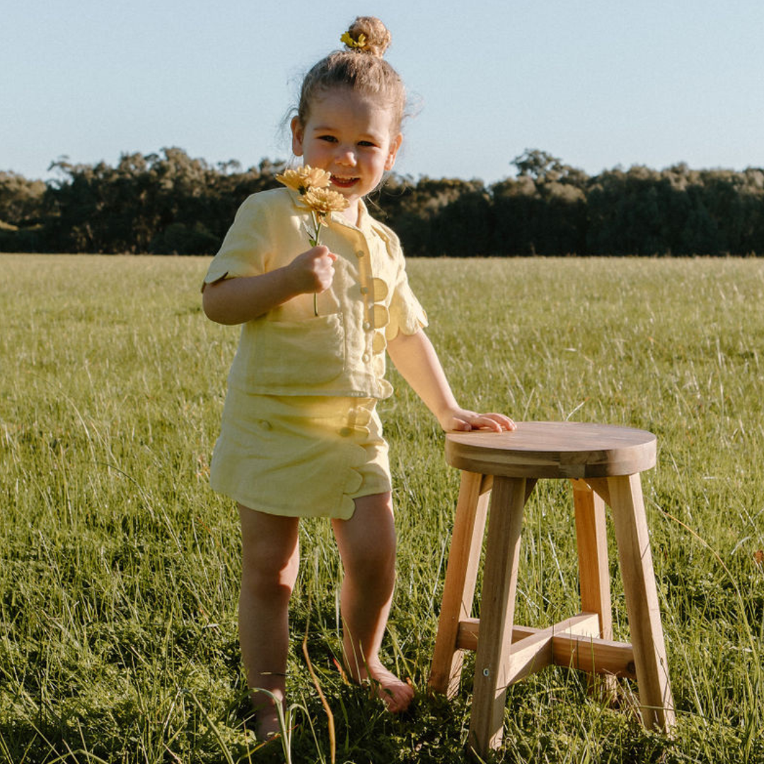 Kids Luna Yellow Linen Skirt