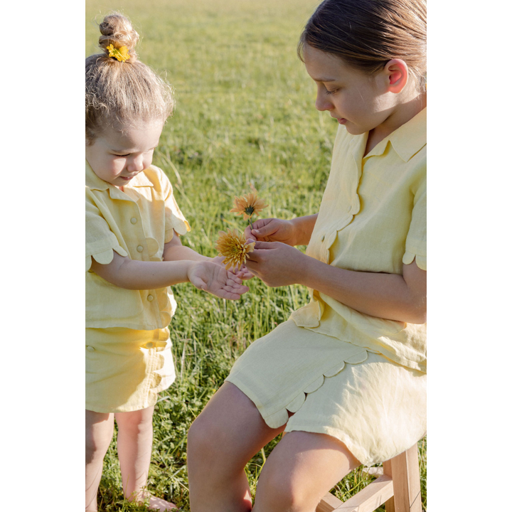 Kids Luna Yellow Linen Skirt