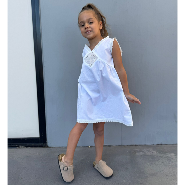 Kids Sophia Dress - White