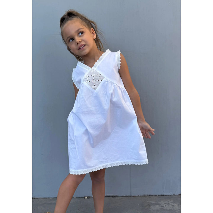 Kids Sophia Dress - White