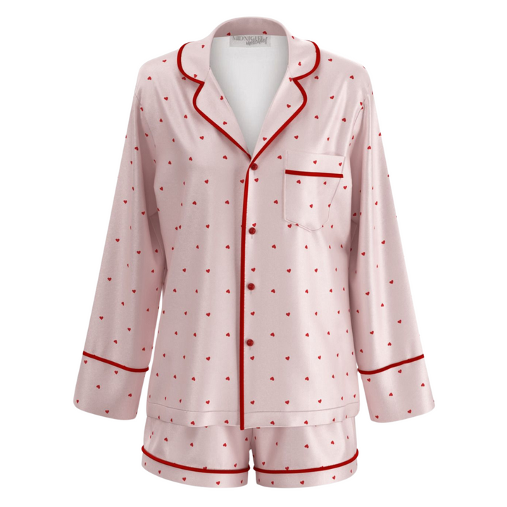 Love Heart Modal Spring Pyjamas - Pink