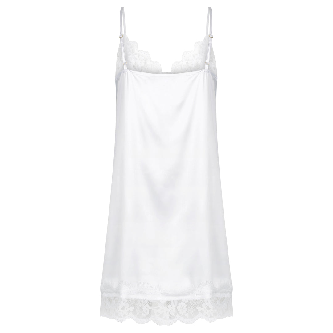 Satin Personalised Lace Slip Nightie - White