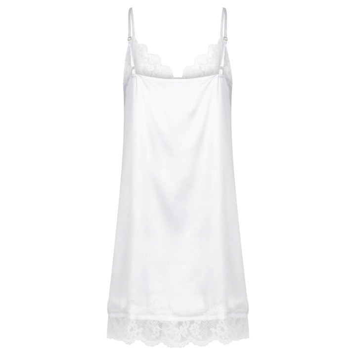 Satin Personalised Lace Slip Nightie - White