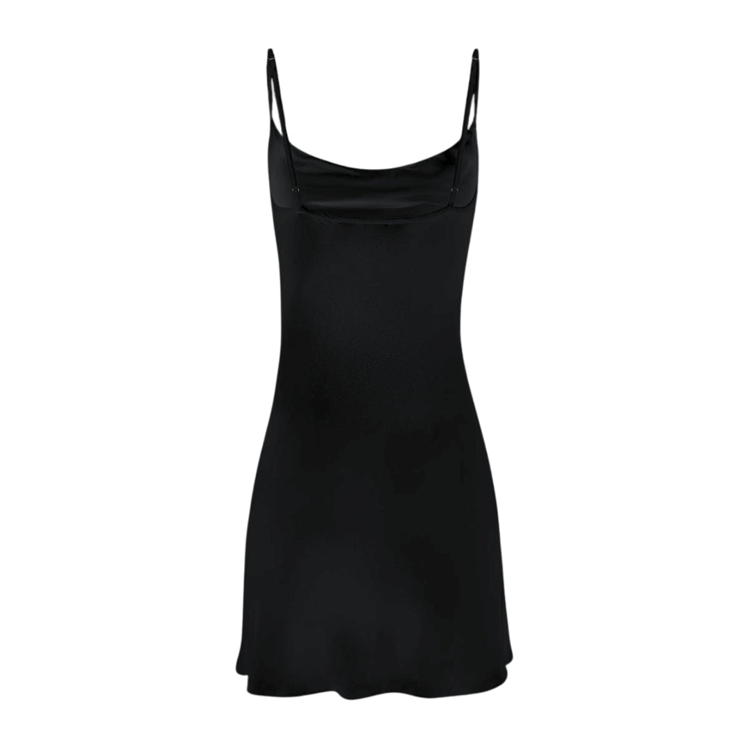 Cowl Neck Viscose Nightie - Black