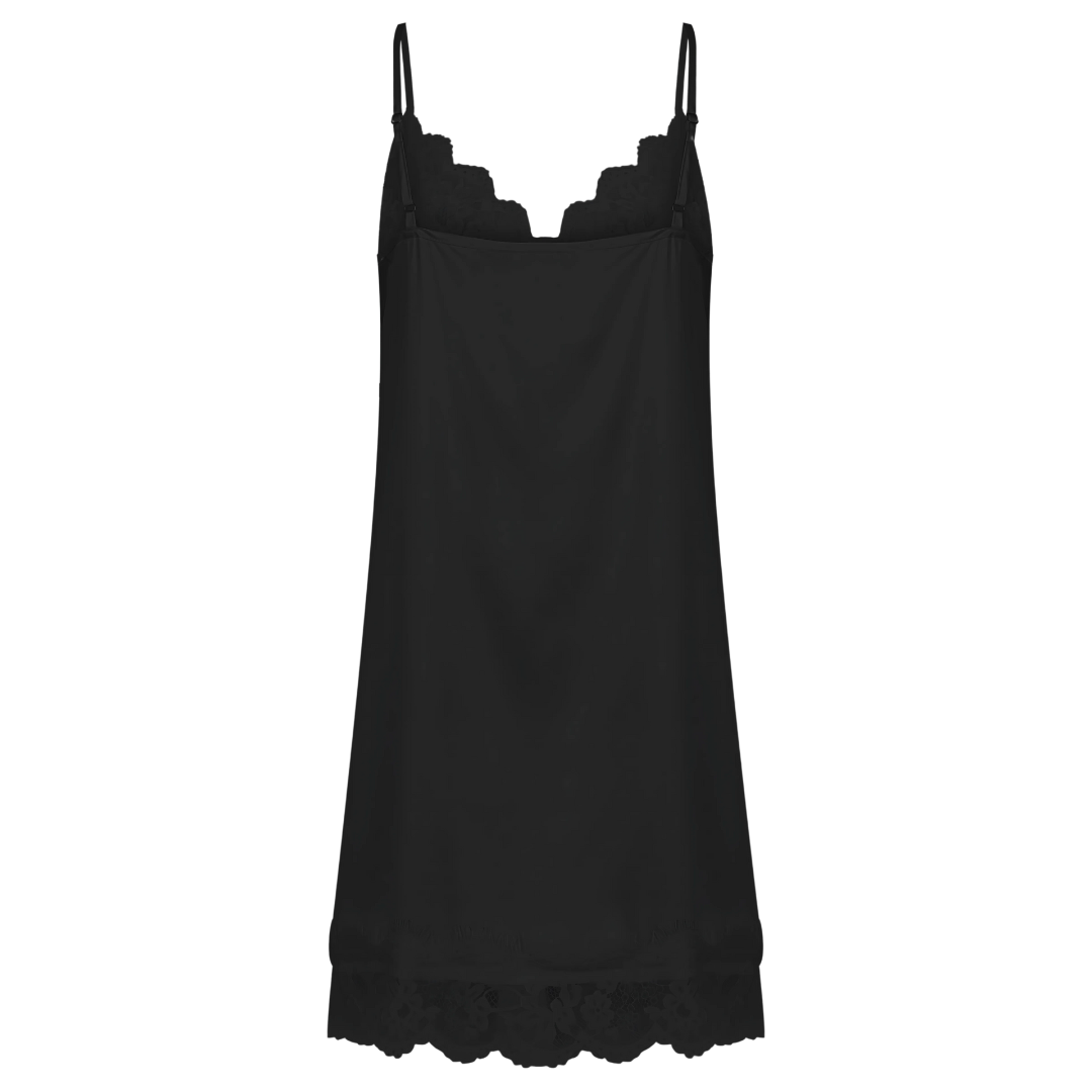 Satin Personalised Lace Slip Nightie - Black