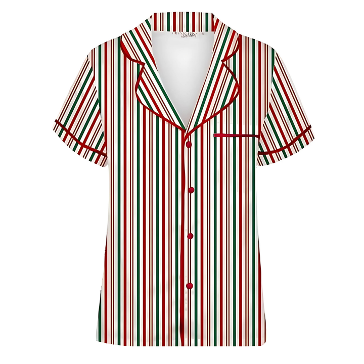 Men's Satin Personalised Shirt - Candy Cane