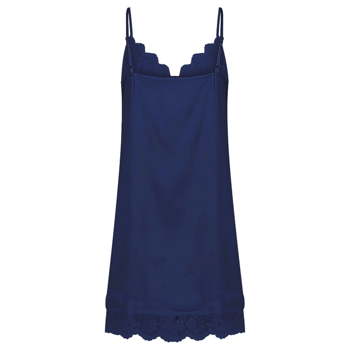 Satin Personalised Lace Slip Nightie - Navy