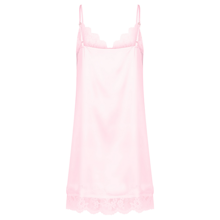 Satin Personalised Lace Slip Nightie - Pink