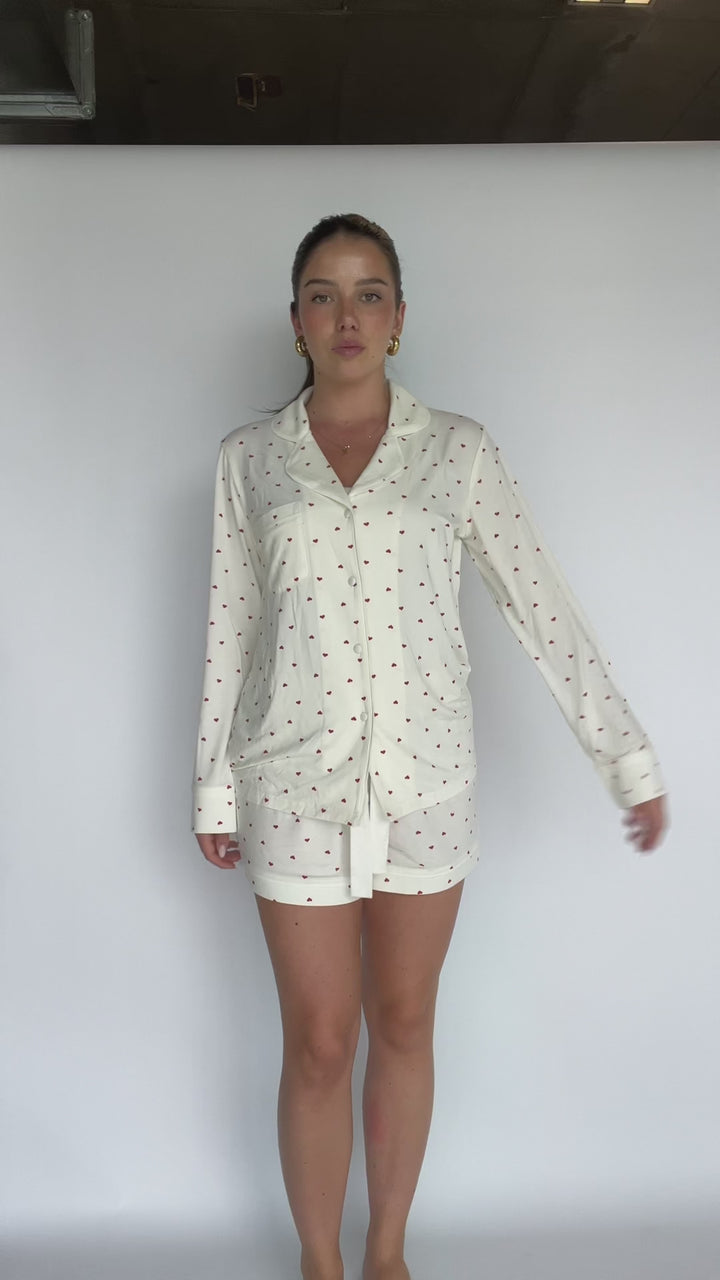 Limited Edition Love Heart Modal Long Sleeve Shirt - Cream