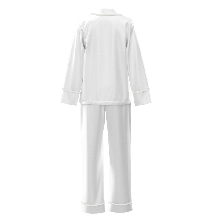 Satin Personalised Pyjama Winter Set - Long Sleeve & Long Pants White/White
