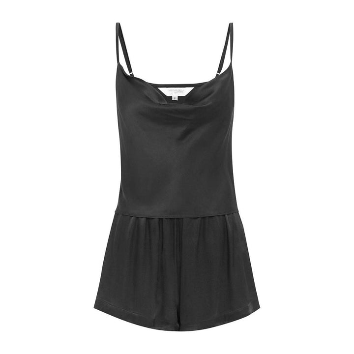 Cowl Neck Viscose Cami Set - Black