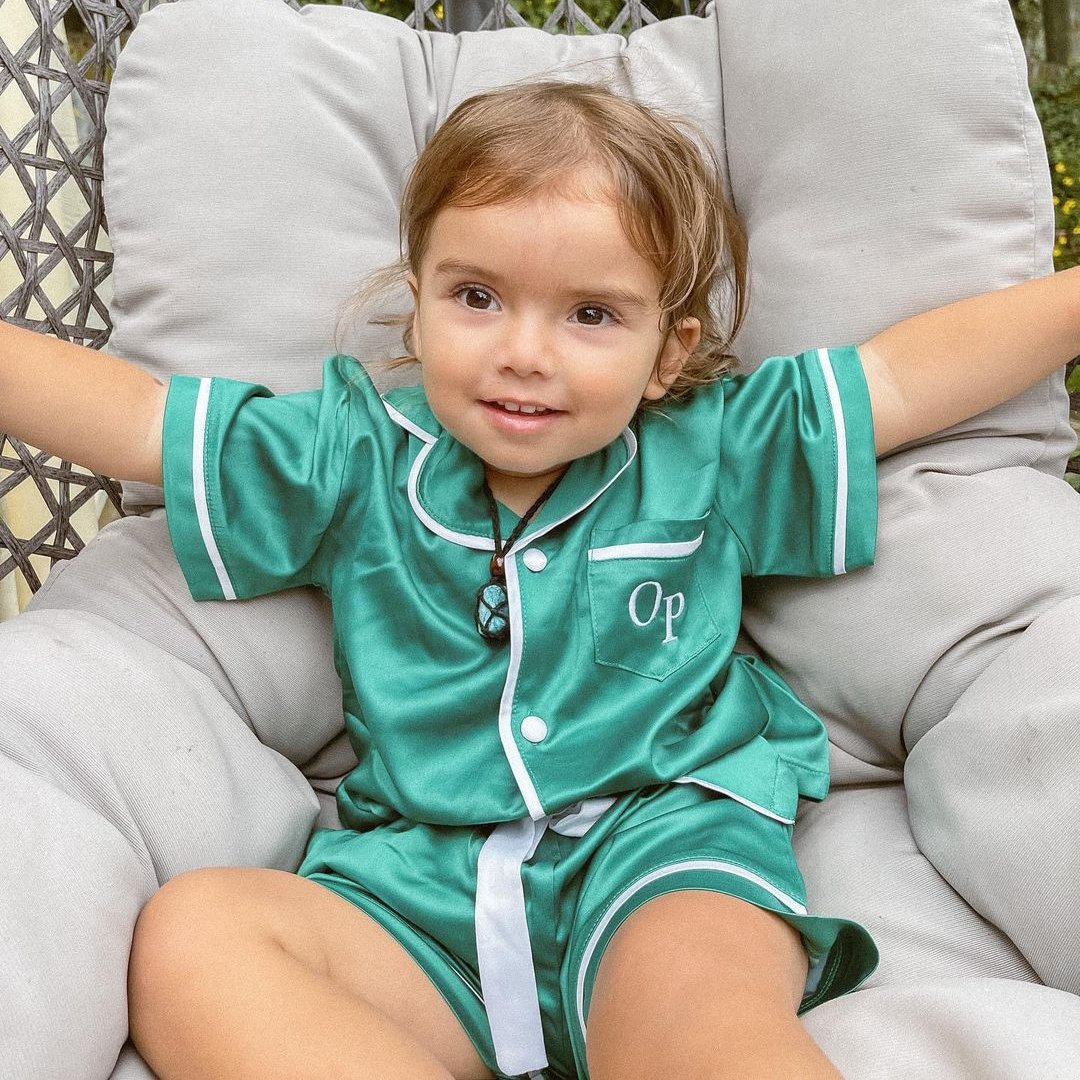Kids Satin Personalised Pyjama Set - Emerald Green – Midnight Mischief  Sleepwear