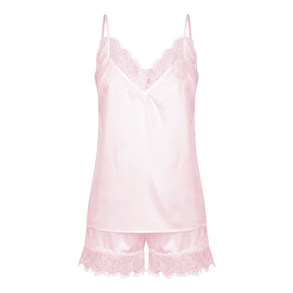 Baby Pink Lace Trim Cami and Short Sleep Set · Filly Flair