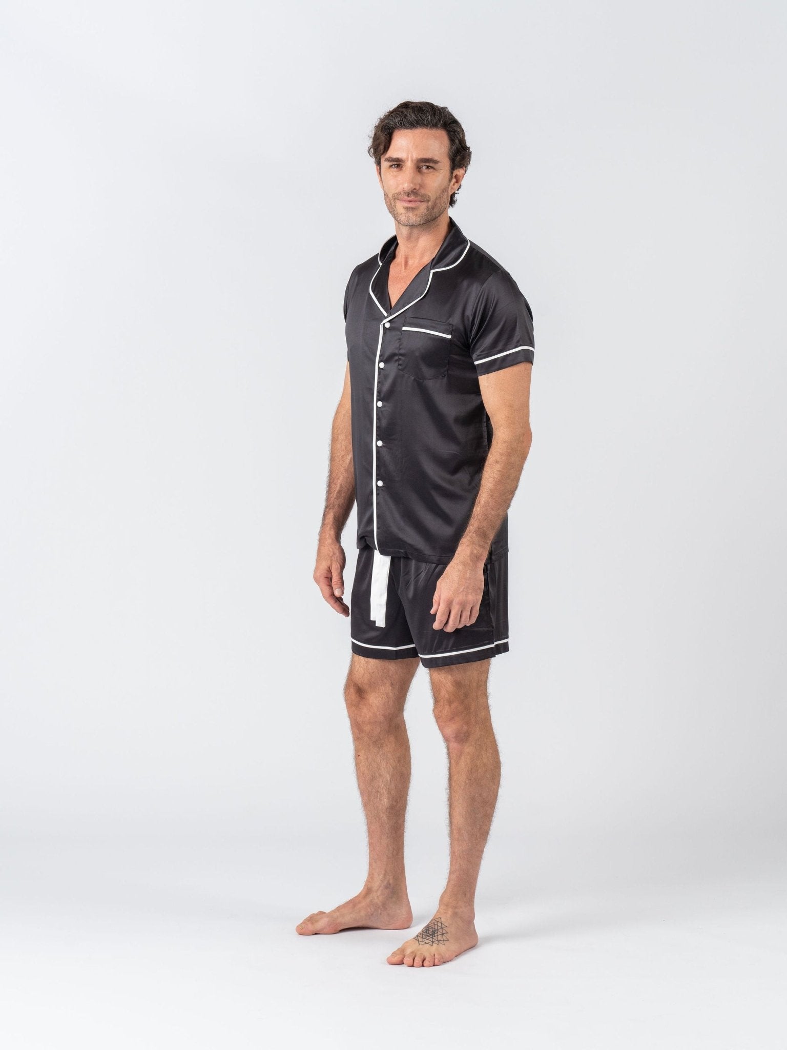 Mens satin 2024 pyjama shorts